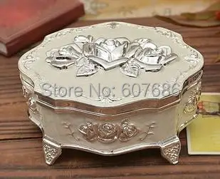 2 peças Antique Floral fleur Dresser bijou Vanity bijoux coffret boîte en métal de Style Vintage