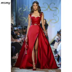 Elie Saab Haute кутюр красные вечерние платья спагетти трапециевидной формы с разрезом по бокам выпускное платье Формальные вечерние платья