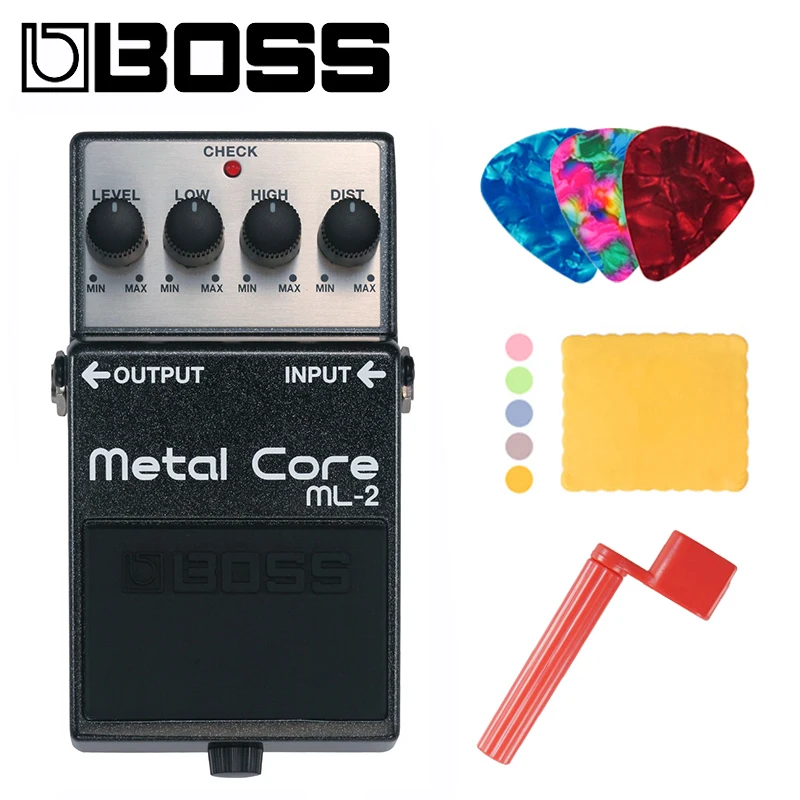 

Boss ML-2 металлическая педаль для искажений с низкими и высокими настройками, комплект с медиаторами, намоткой для полировки ткани и струнами