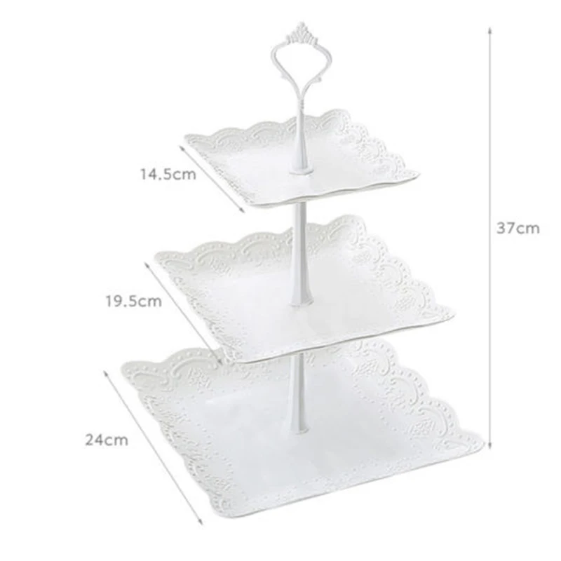 

2018 Cupcake Stand Square Round Wedding Birthday Cake Display Tower 3 Tier