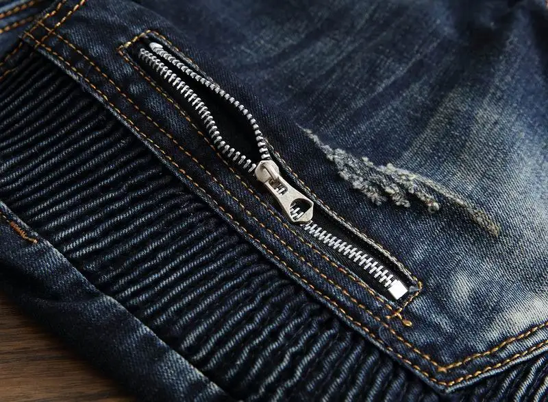 Дропшиппинг байкерские джинсы мужские потертые Стрейчевые рваные байкерские джинсы мужские хип-хоп зауженные джинсы с дырками в стиле панк хлопковые брюки