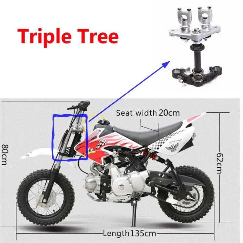 TDPRO 22 мм мотоцикл тройной дерево руль зажим Riser Fit 90B вилка CRF50 TTR50 50cc 70cc 90cc 110cc мини Грязь Яма Trail велосипед