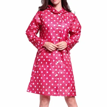 

Girl Lady Polka Dot Raincoat Hooded Women Outdoor Travel Waterproof Rain Coat Long poncho rainwear Rain Poncho Bicycle 50yc111