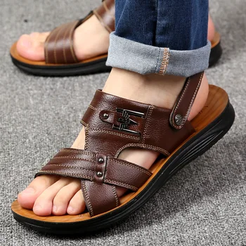 

2019Classic Men Soft Sandals Comfortable Men Summer Shoes Leather Sandals Big Size Soft Sandals Men Roman Comfortable Men Summer