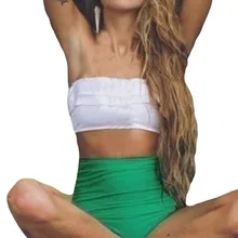 Женские Набор пуш-ап мягкая бандау Топ низ с высокой талией комплект из 2 частей 1-18