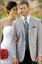 New Arrival Groom Tuxedo Light Grey Groomsmen Notch Lapel Wedding/Dinner Suits Best Man Bridegroom (Jacket+Pants+Tie+Vest) B240