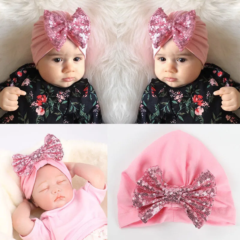 Fashion Newborn Infant Baby Boy Girl Hat Unisex Kids Solid Bow Beanies Autumn Winter Keep Warm Children Cotton Cap