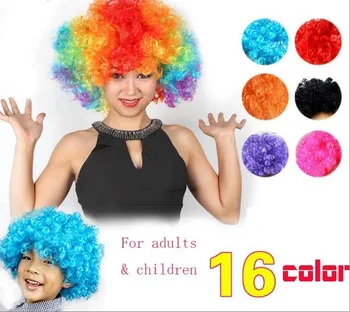 

Clown Fans Carnival Wig Disco cap hat Funny Fancy Dress Stage Do Fun Joker Adult Child Costume Afro Curly Hair Wig party props