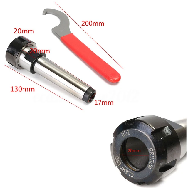 MT3 ER25 M12 Collet Chuck Extension Holder W/ Spanner For CNC Milling Turning