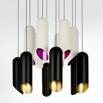 

Creative Modern Bamboo Tube LED Pendant Light G9 Black And Golden Lamp For Parlor Dining Room hanglamp suspension luminaire