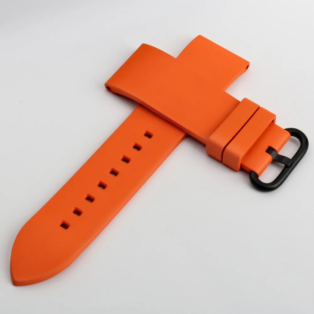 MAIKES Premium Orange Sport Rubber Watch Strap with Black Buckle