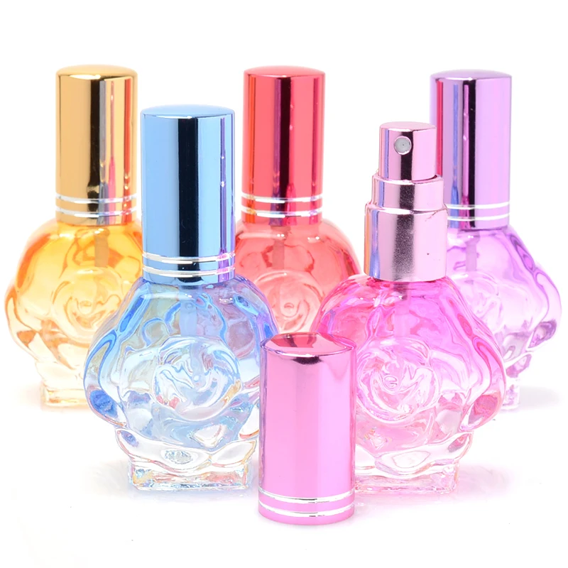 

20 pcs Perfume Refillable Bottle Colorful Glass Mist Atomizer Empty Cosmetic Container Double-faced Flower 10 ML Spray Pump Vial