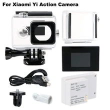 Xiao mi yi bacpac battery Xiaoyi External Bacpac LCD Display Screen Diving Waterproof Case box for xiaomi yi camera accessories
