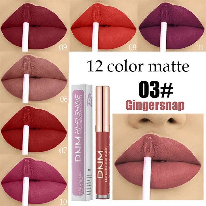 

Matte Lipsticks Waterproof Long Lasting Lip Gloss 12 Colors Colorful Lipgloss Nude Women Non-stick Cup Makeup Cosmetic