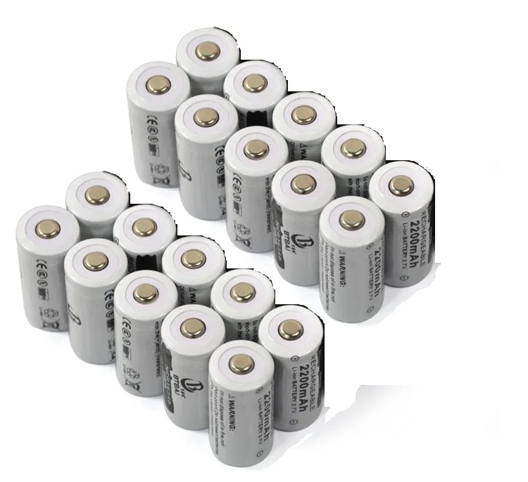

20pcs / lot 3.7V 2200mAh CR123A rechargeable lithium battery 16340 LED Flashlight Lithium Battery