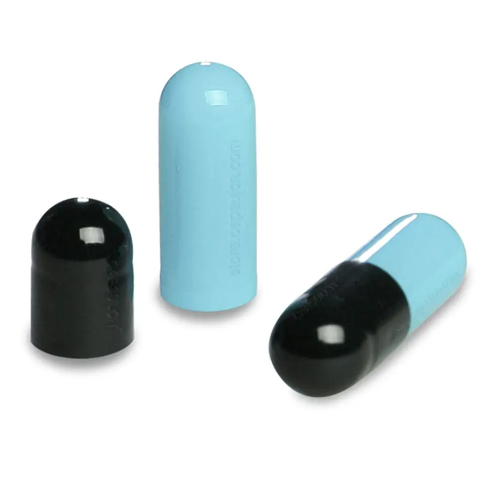 

Size 1 (5000 Pieces / Carton) Black & Blue Colored Separated Capsules,Empty Gelatin Capsule For Capsule Filler Machine