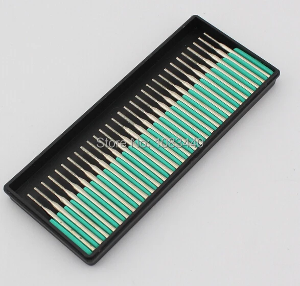 30 pcs Diamond Coated 2 mm cylindrique cylindre Rotary Drills Bits Bit Burr bavures