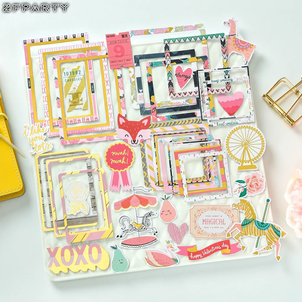 

ZFPARTY 32pcs I Like You Lots Photo Frames Cardstock Die Cut for DIY scrapbooking/photo album Decoration Crafts