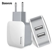 Зарядное устройство Baseus Dual USB для iPhone, быстрая зарядка, USB разъем, турбо, настенное зарядное устройство для samsung Xiaomi Mi, адаптер зарядного устройства для мобильного телефона