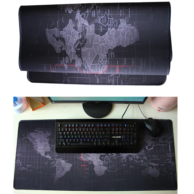 

Fashion Natural Rubber Extra Large Gaming Mousepad World Map Office Computer Mouse Mat Non-slip Locking Edge keyboard Mouse Pad