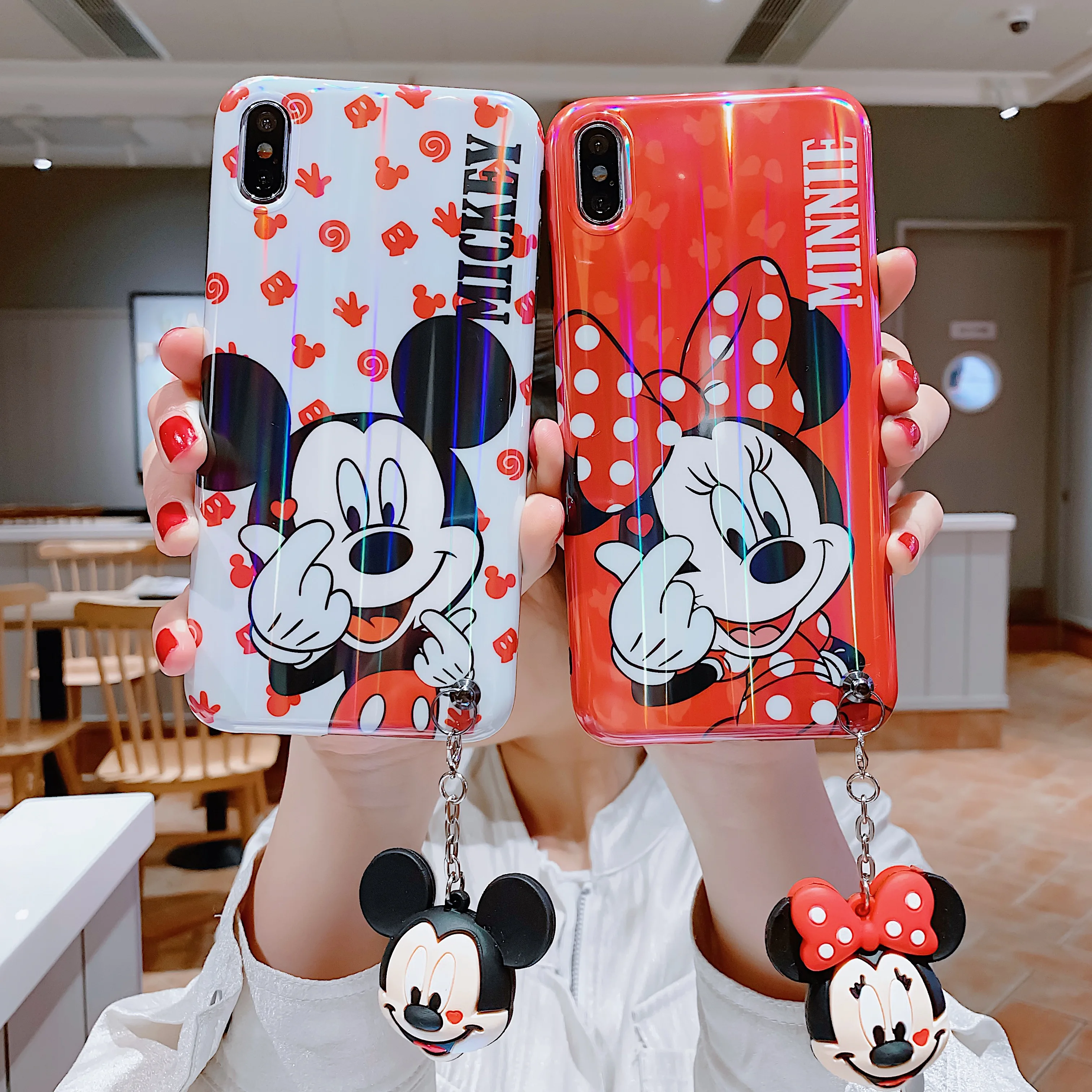 

Cartoon Mickey Minnie Mouse Pendant Doll smooth Phone case for iPhone 6 6s 7 8 Plus X XR XS XSMAX Soft TPU
