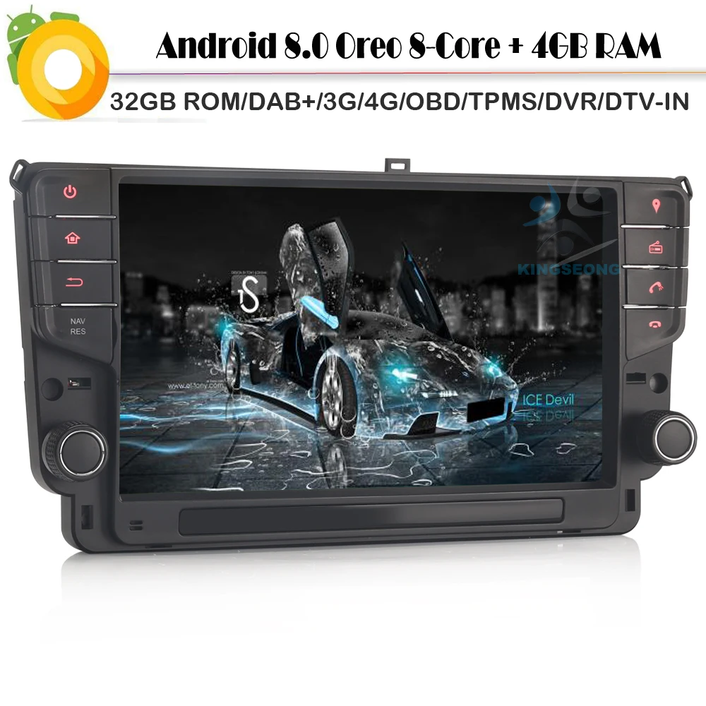 

9 inch Octa core 4GRAM 32GB Android 8.0 Autoradio DAB+ Car Radio player GPS SatNav WiFi 4G SD OBD for VW GOLF VII/7 2013 onwards