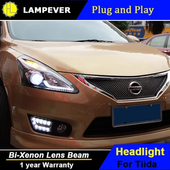 

Lampever Styling LED Head Lamp for Nissan Tiida headlight 213-2014 New Tiida led headlight drl headlight H7 hid Bi-Xenon Lens