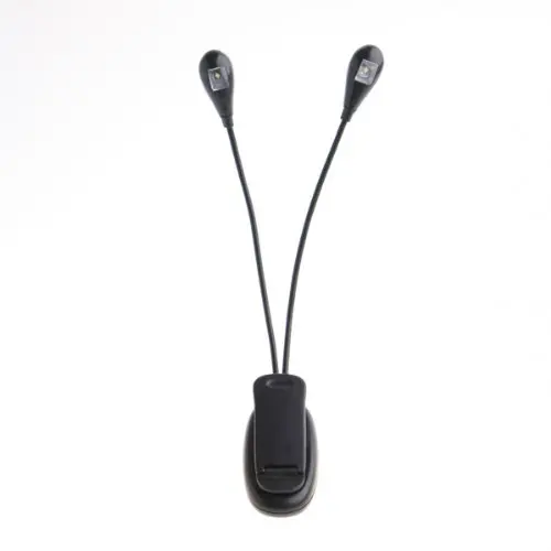 

Black Clip on 2 Dual Arms 2 LED Flexible Book Music Stand Light Lamp