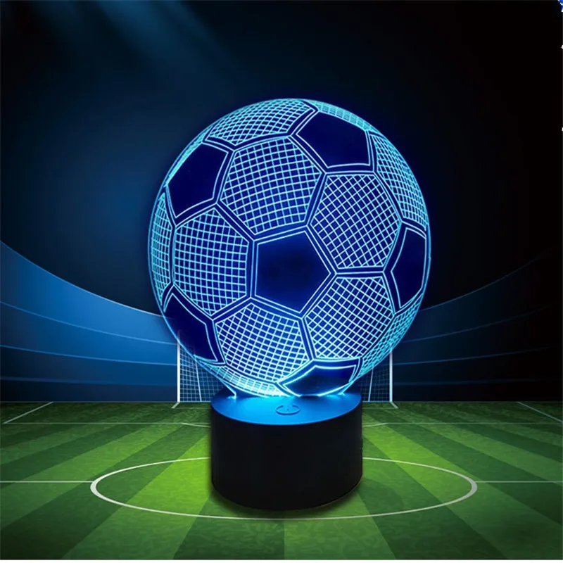 Antikue 2018 Soccer 3D Football Colorful Table Desk Bedroom Decorative for Boys Birthdays Sport Fan Gifts Club Decor | Лампы и
