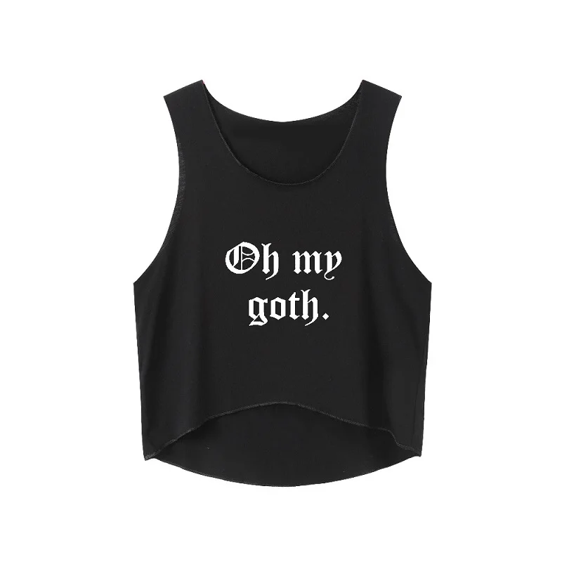 Oh My Goth Tops Gothic Women Tank Letter Printed Vest Sleeveless