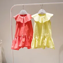 Модное летнее платье для маленьких девочек летние платья без рукавов для маленьких девочек ярких цветов, желтого и оранжевого цветов