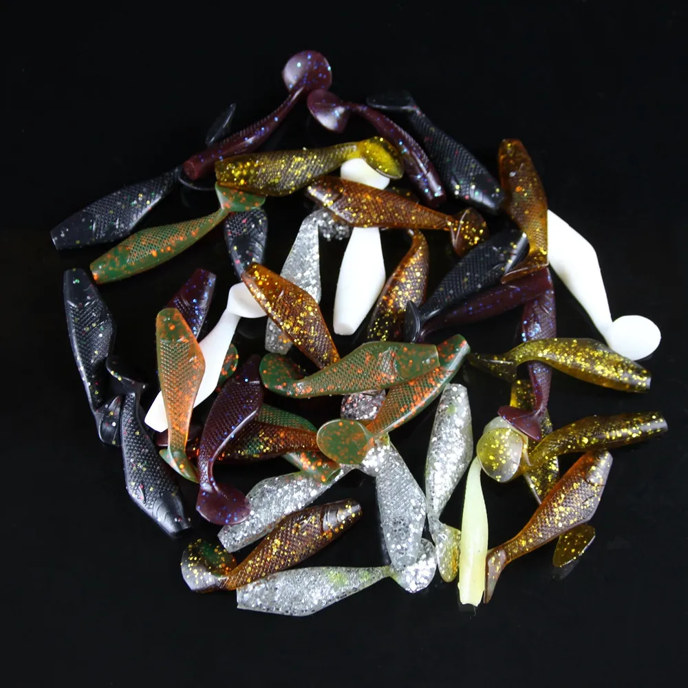 20pcsLot Fishing Soft Lures Silicone Shad 5cm 1.6g Worm Soft Plastic Shad Leurre Souple Shad Fishing Lure Bait Tackle  (12)