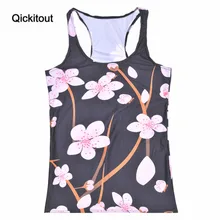 Qickitout топы летние женские блузки без бретелек без рукавов с цифровой печатью повседневные яркие цветы сливы топы на бретелях женские жилеты