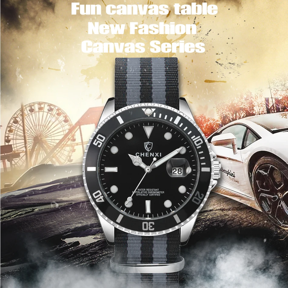 CHENXI мужские модные часы с нейлоновым ремешком лучший бренд Роскошные наручные часы для мужчин кварцевые часы водонепроницаемые Relogio Masculino