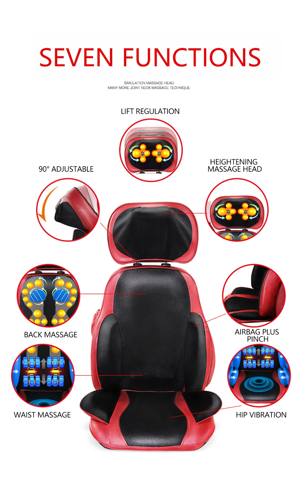 Angelruila Электрический Вибрационный массажер для спины Массажная подушка для шеи подушка тела Отопление разминающий массаж стул, диван