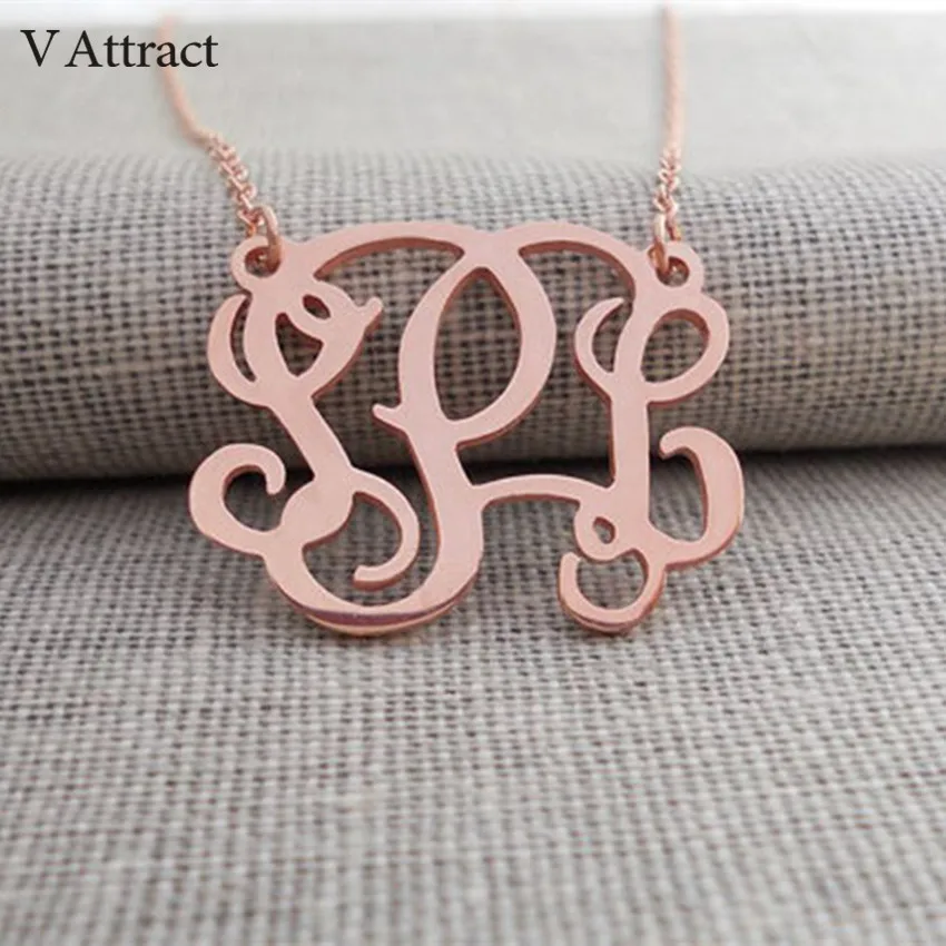 spesifikasi V Menarik Pribadi Monogram Kalung 3 Awal Liontin Kolye B C D E F G H I J K L M N O P Q R S T U W X Y Z Kustom Perhiasan