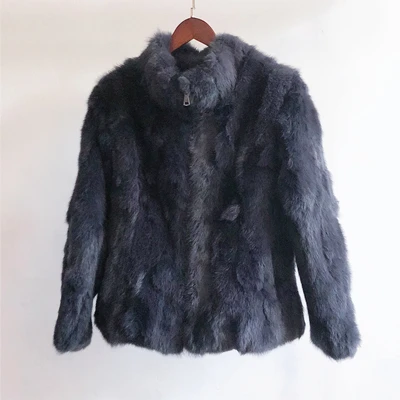 Высококачественное пальто из натурального меха, модные меховые пальто из натурального кролика, элегантная женская зимняя верхняя одежда с воротником-стойкой, куртка из кроличьего меха