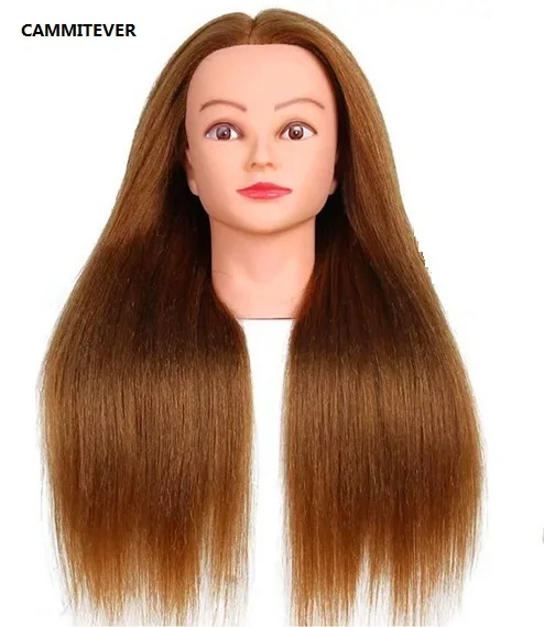 

CAMMITEVER Gold 50CM Length Training Head High Temperature Fiber Hair Hairdressing Female Mannequin Training Head