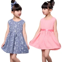 Whloesale/летнее платье для девочек; платье принцессы без рукавов для девочек; элегантные вечерние платья из хлопка для девочек; детская одежда+ Бесплатный головной убор