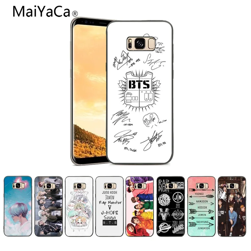 

MaiYaCa BTS Pattern for iPhone 4S SE 5C 5S 5 6 6S 7 8 Plus X XR XS MAX for Samsung Black Soft Shell Phone Case Rubber Silicone