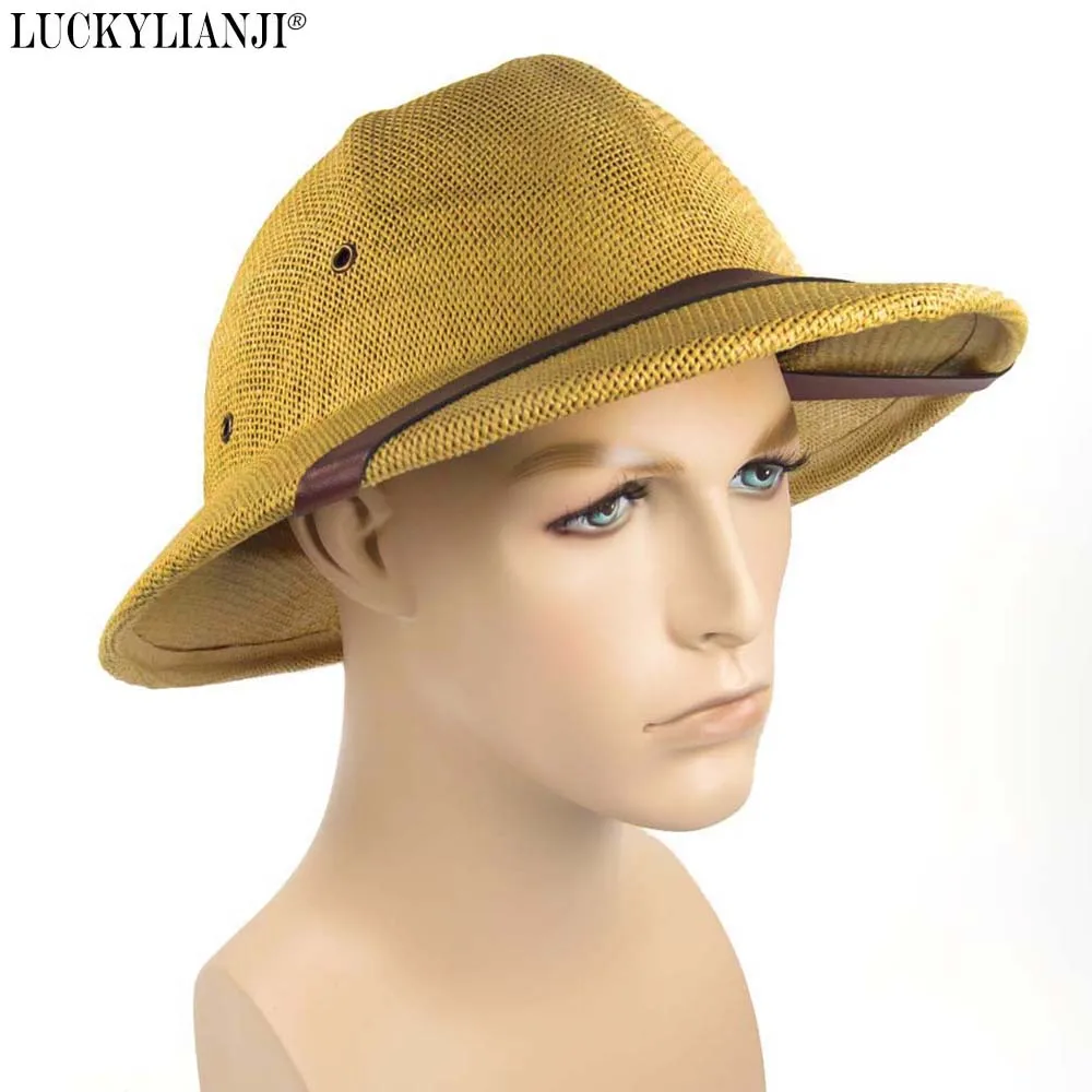 LUCKYLIANJI Women's Men's Novelty Hard Straw Helmet Pith Sun Hats For
