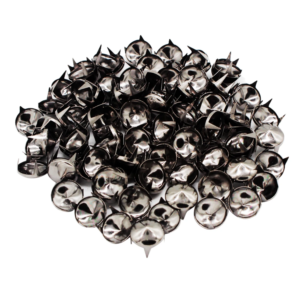 100Pcs Silver Tone Metal Punk Round Cone Studs Rivet For Bag Leathercraft Decor 