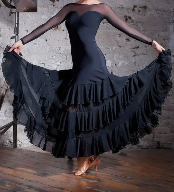 Ladies Ballroom Dance Dress Standard Costumes Sexy Spandex Ballroom Dance Dress Women Competition Dresses