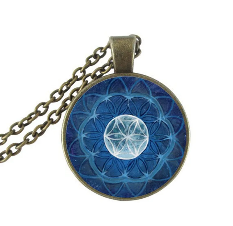 

New Fashion Flower Of Life Pendant Abstract Tree Necklace Round Glass Jewelry Lampwork Murano Necklaces Trendy Plant Chain HZ1