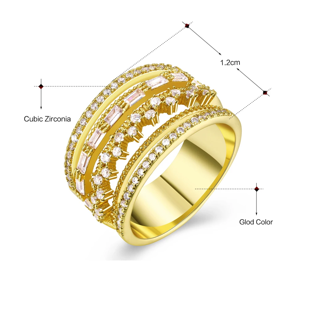 DreamCarnival 1989 Hollow Crown Ring for Women Marriage Parties Rhodium Gold Color 4 Roll CZ Alyans anillos mujer Eternal Lover