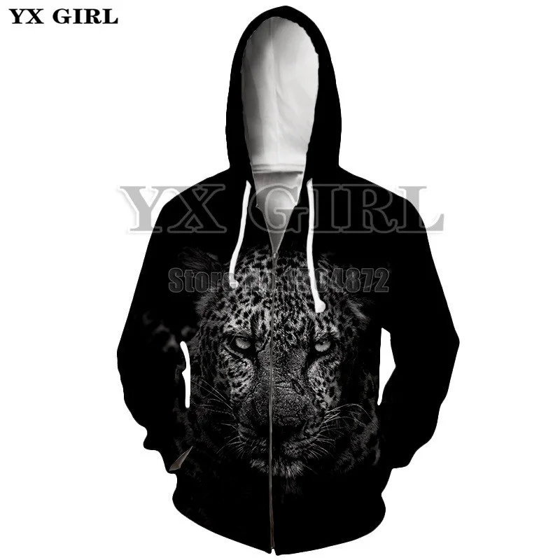 

YX Girl 3d Print Zipper Clothes Women/Men Animal Leopard Hoodies Zip Up Jacket Unisex Autumn Hooded Sweatshirt Streetwear S-5XL