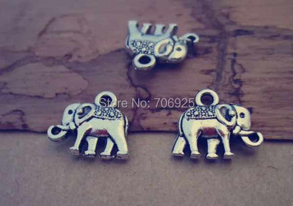 

70pcs/lot Antique silver elephant necklace pendant charm 12mmx14mm