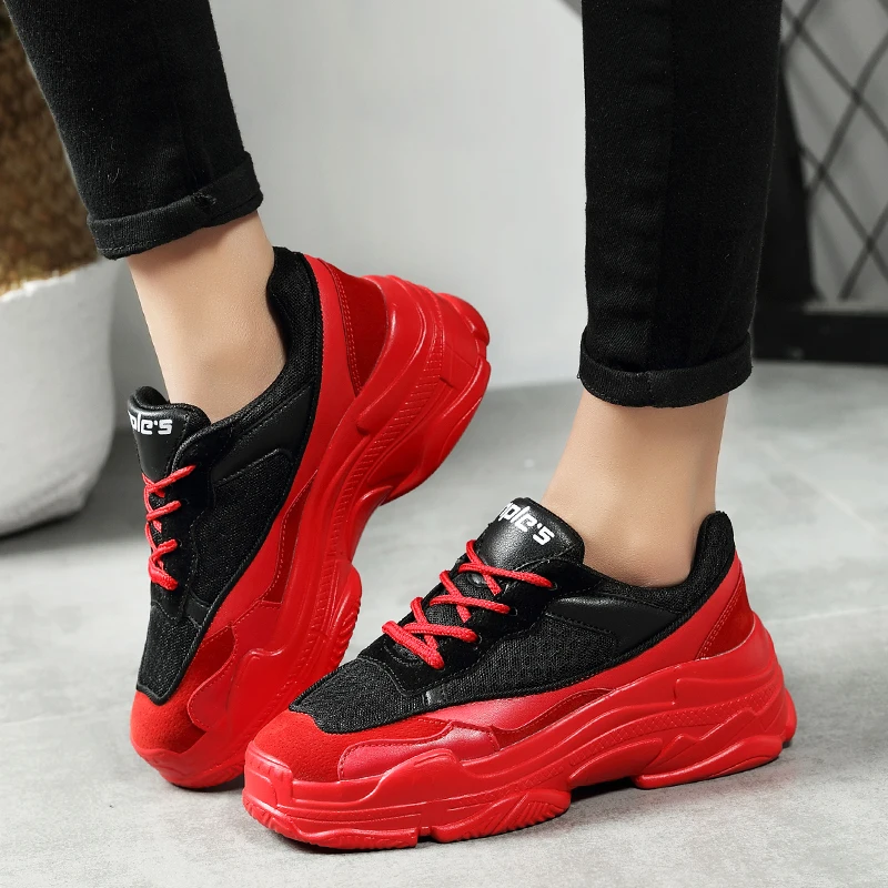 

2019 New Spring Autumn New Trendy Women Sneakers Height Increasing 5 CM Chunky Shoes Suede + Mesh Upper Platform Dad Shoes AE-06