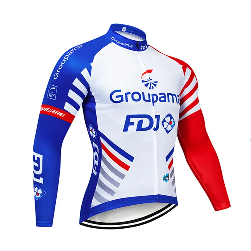 Pro Team FDJ зимняя велосипедная майка 9D брюки набор MTB Униформа велосипедная одежда мужская теплая флисовая велосипедная Одежда для велоспорта - Цвет: Белый