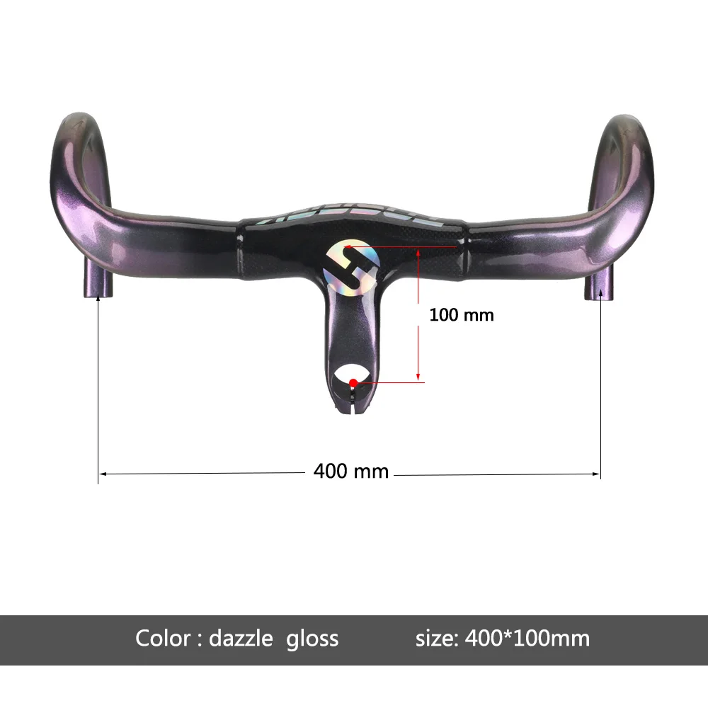 TOSEEK углеродная велосипедная дорога встроенный в руль вынос руля велосипеда Хамелеон перламутровые пигменты, 7 видов цветов Изменение пигменты - Цвет: Dazzle 400x100mm